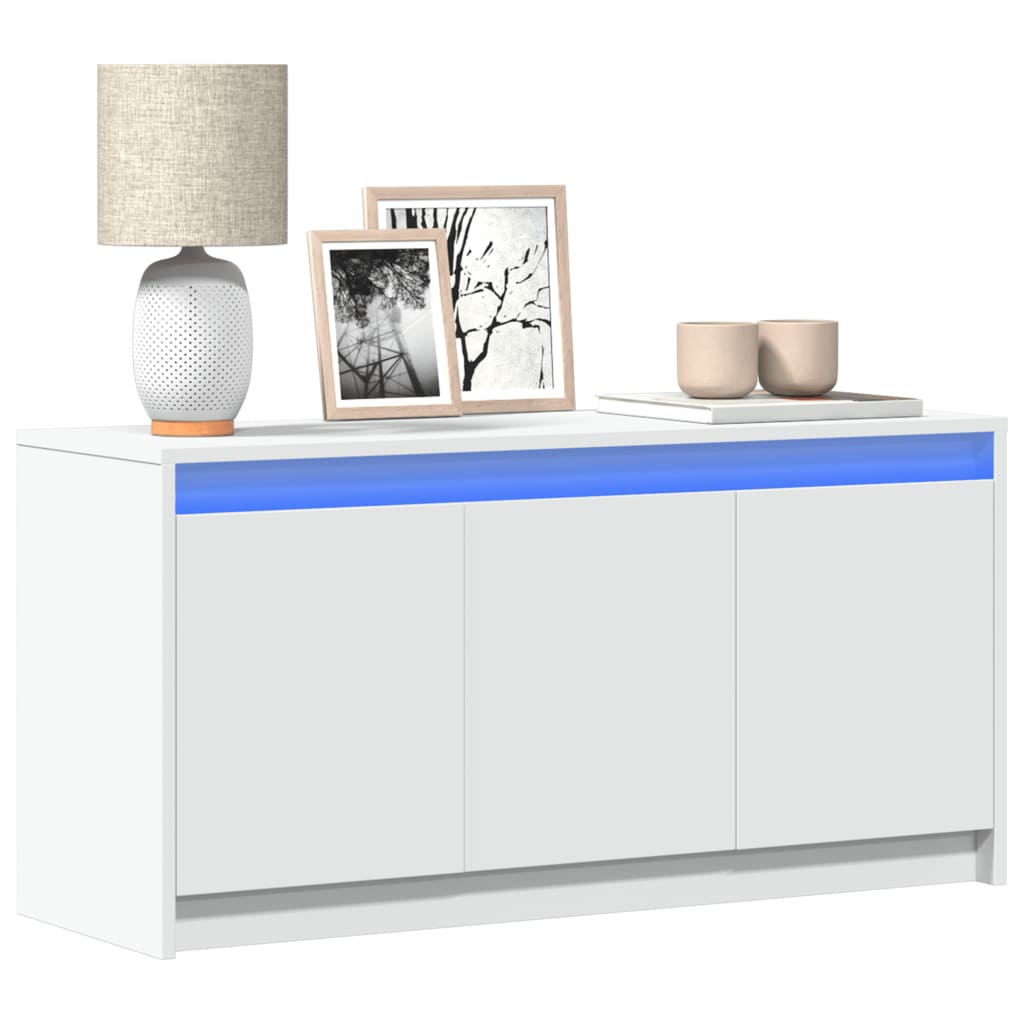 Tv Skříňka S Led Bílá 100 X 34 X 50 Cm Kompozitní Dřevo