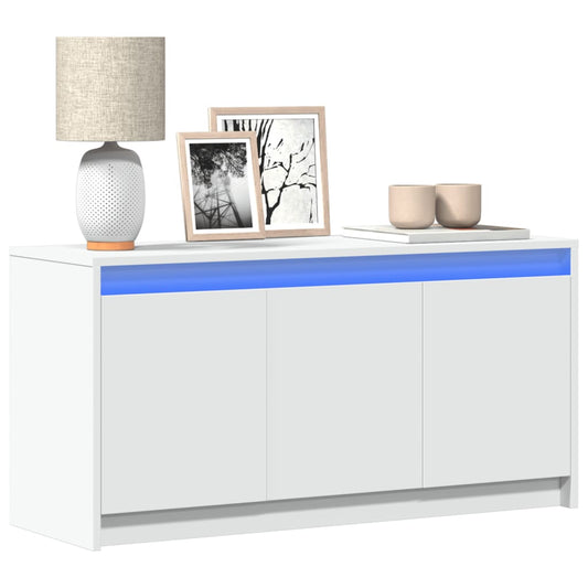 Tv Skříňka S Led Bílá 100 X 34 X 50 Cm Kompozitní Dřevo