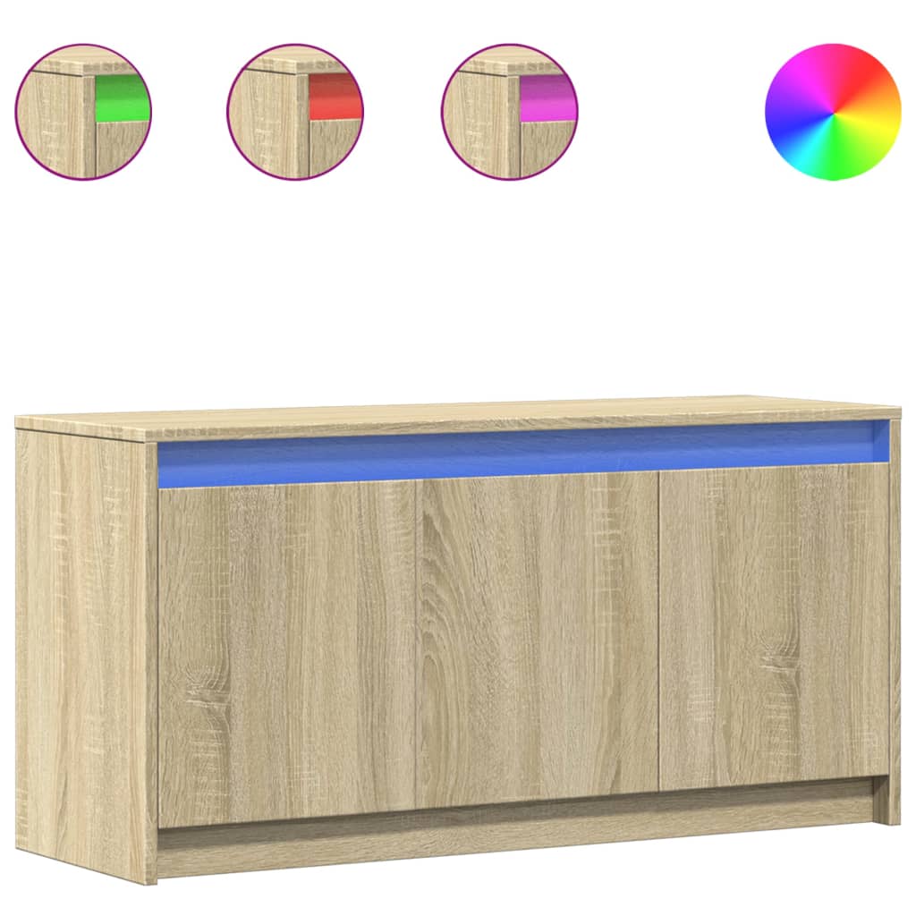 Tv Skříňka S Led Dub Sonoma 100 X 34 X 50 Cm Kompozitní Dřevo