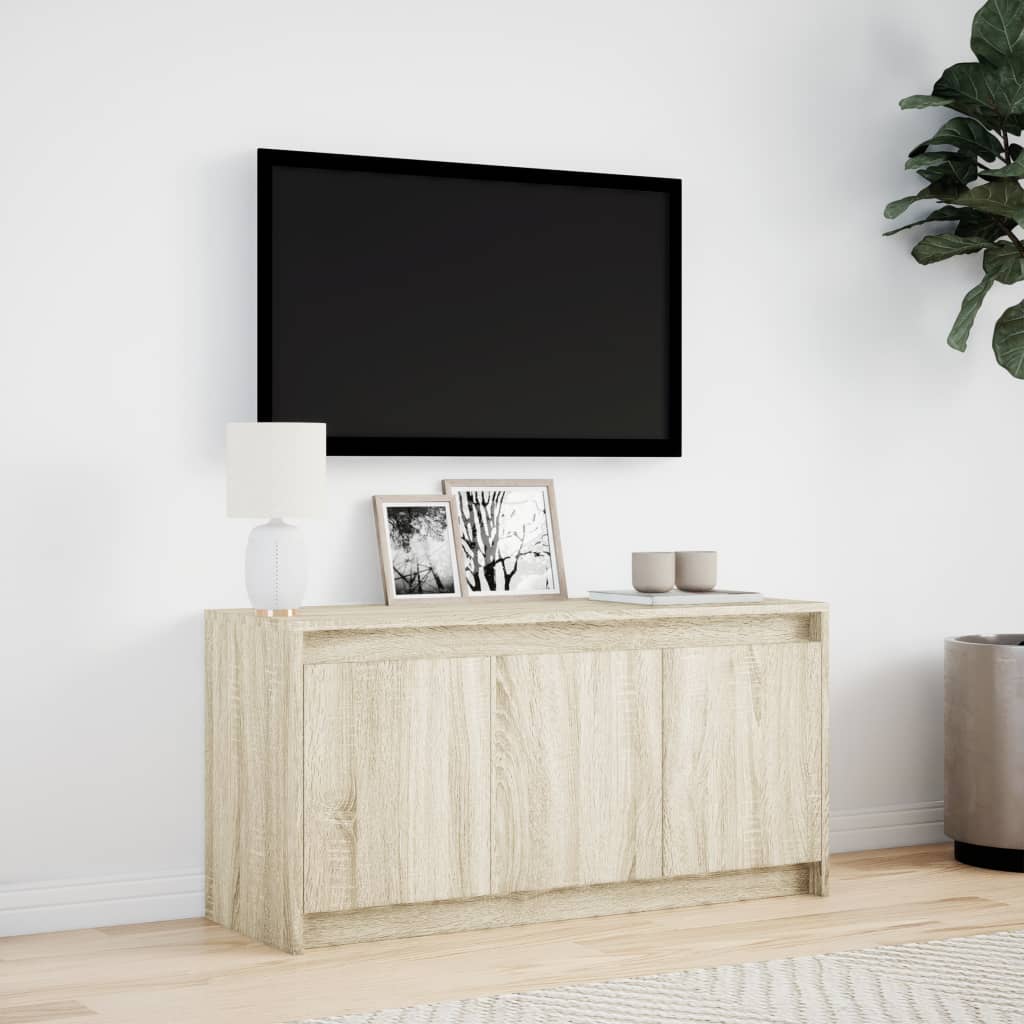 Tv Skříňka S Led Dub Sonoma 100 X 34 X 50 Cm Kompozitní Dřevo