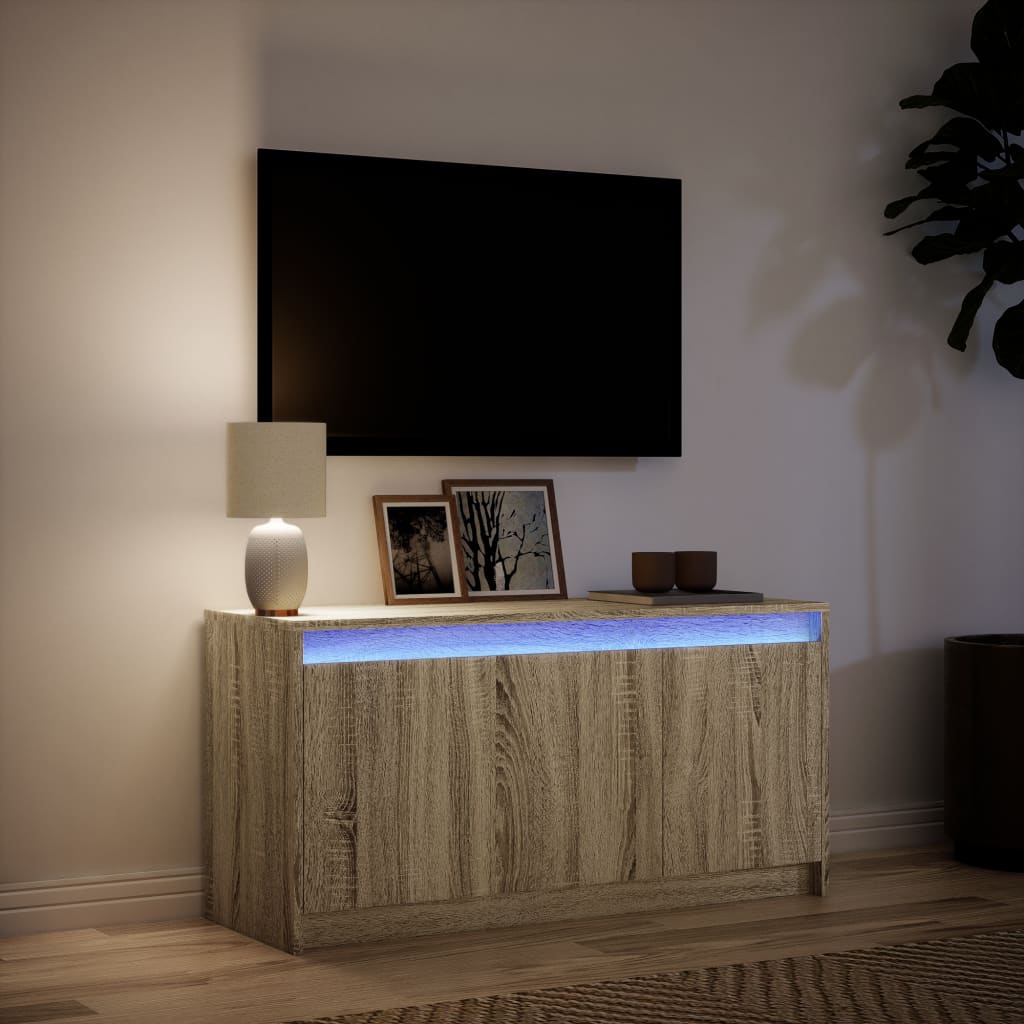 Tv Skříňka S Led Dub Sonoma 100 X 34 X 50 Cm Kompozitní Dřevo