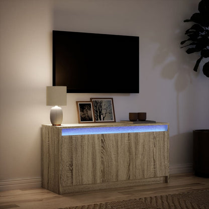 Tv Skříňka S Led Dub Sonoma 100 X 34 X 50 Cm Kompozitní Dřevo