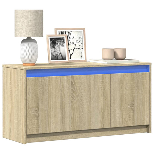 Tv Skříňka S Led Dub Sonoma 100 X 34 X 50 Cm Kompozitní Dřevo