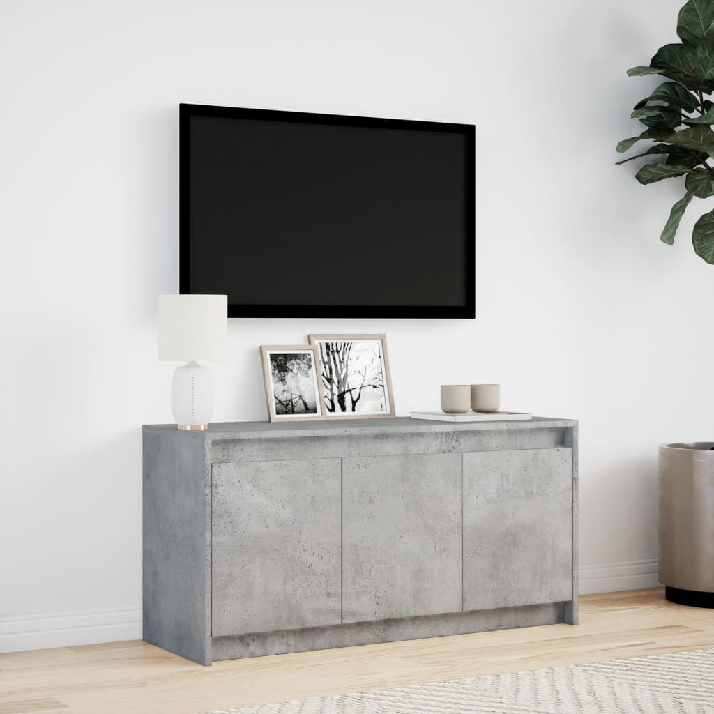Tv Skříňka S Led Betonově Šedá 100X34X50 Cm Kompozitní Dřevo