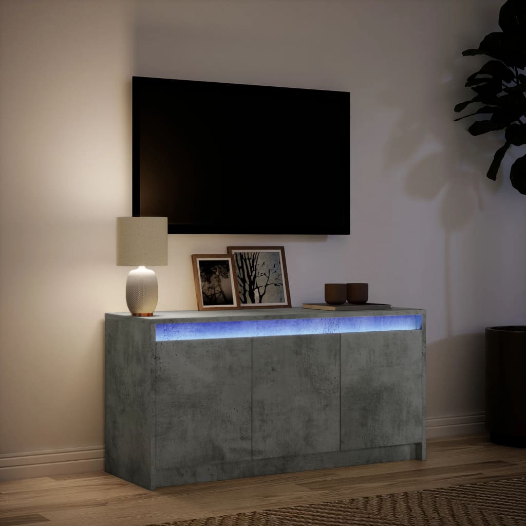 Tv Skříňka S Led Betonově Šedá 100X34X50 Cm Kompozitní Dřevo
