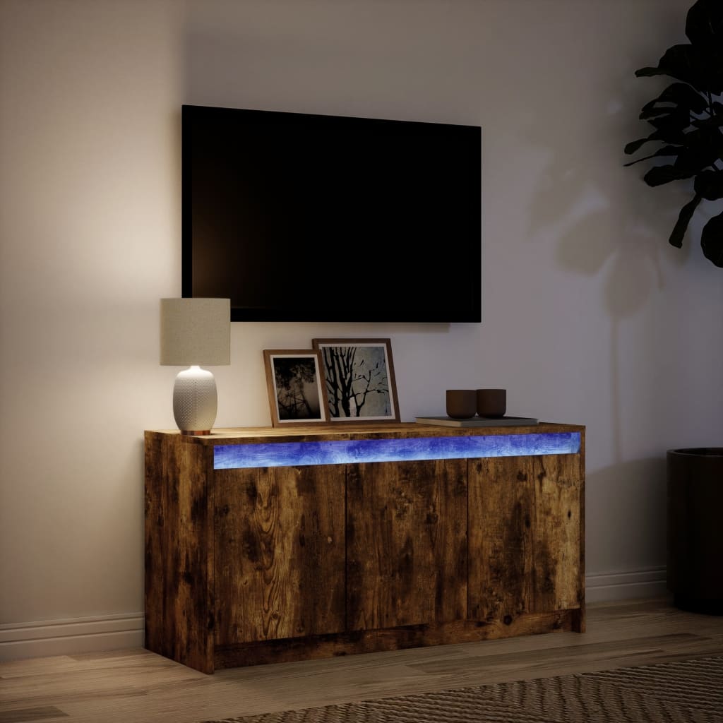 Tv Skříňka S Led Kouřový Dub 100 X 34 X 50 Cm Kompozitní Dřevo