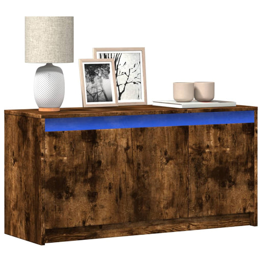 Tv Skříňka S Led Kouřový Dub 100 X 34 X 50 Cm Kompozitní Dřevo