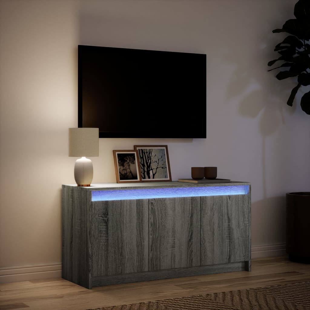 Tv Skříňka S Led Šedá Sonoma 100 X 34 X 50 Cm Kompozitní Dřevo