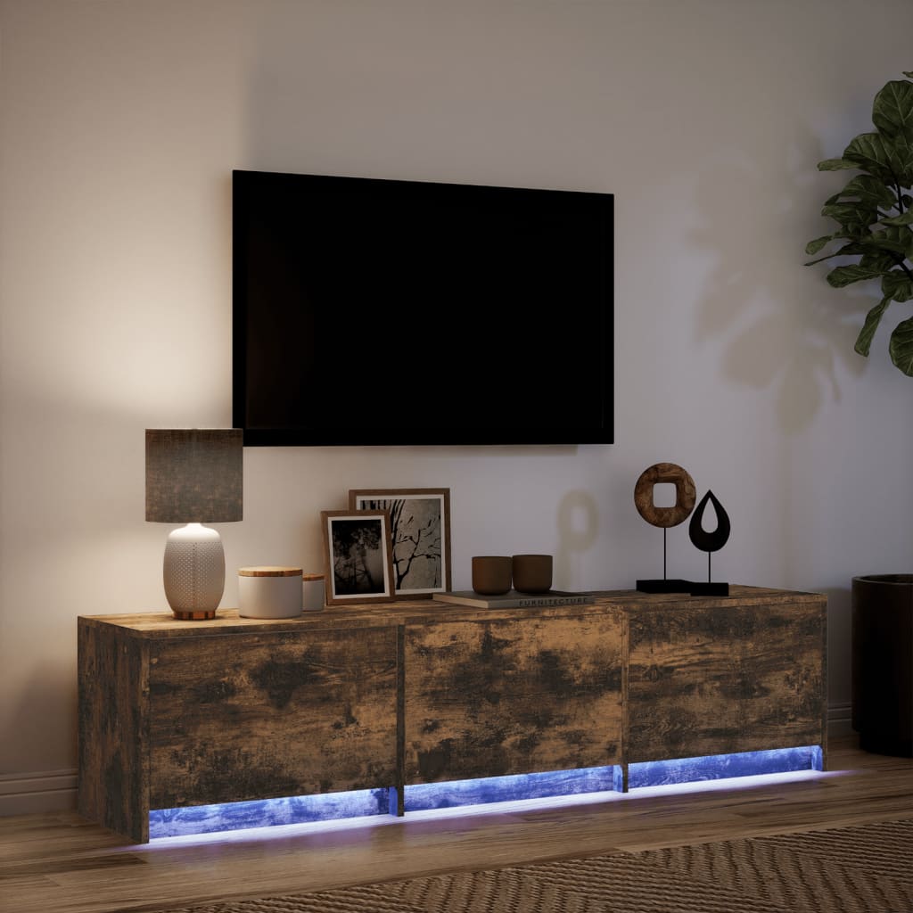 Tv Skříňka S Led 165 X 34 X 40 Cm Kompozitní Dřevo
