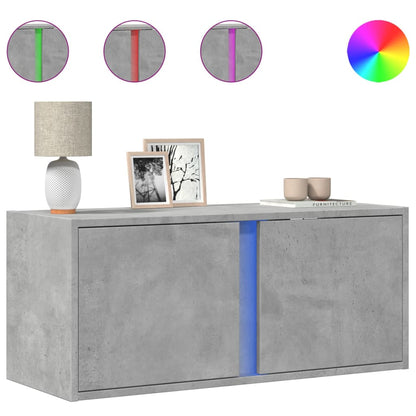 Nástěnná Tv Skříňka S Led Osvětlením Betonově Šedá 80X31X35 Cm