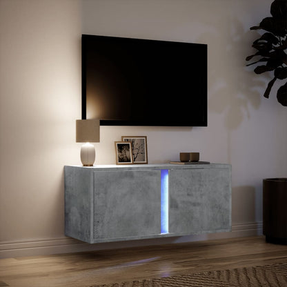 Nástěnná Tv Skříňka S Led Osvětlením Betonově Šedá 80X31X35 Cm