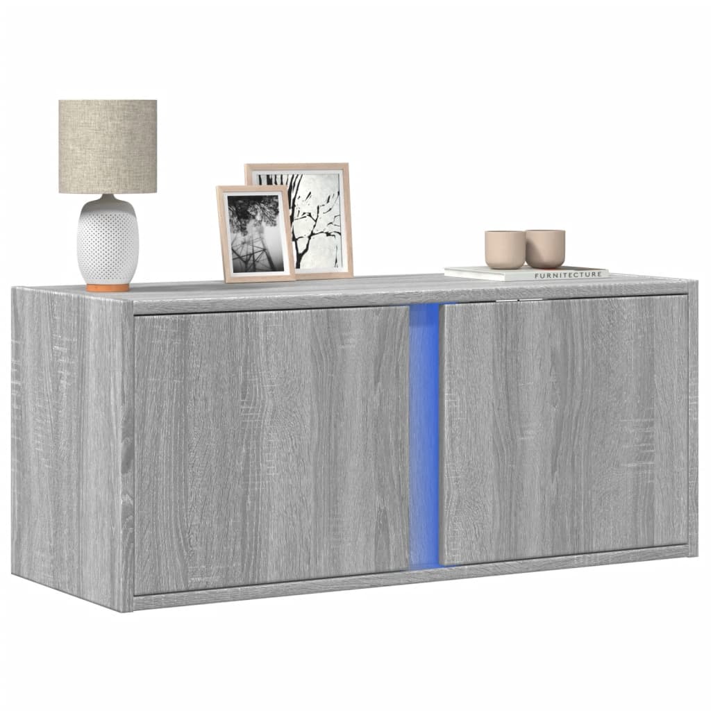 Nástěnná Tv Skříňka S Led Osvětlením Betonově Šedá 80X31X35 Cm