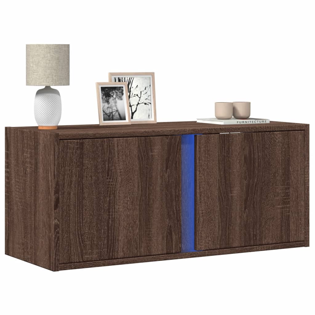 Nástěnná Tv Skříňka S Led Osvětlením Betonově Šedá 80X31X35 Cm