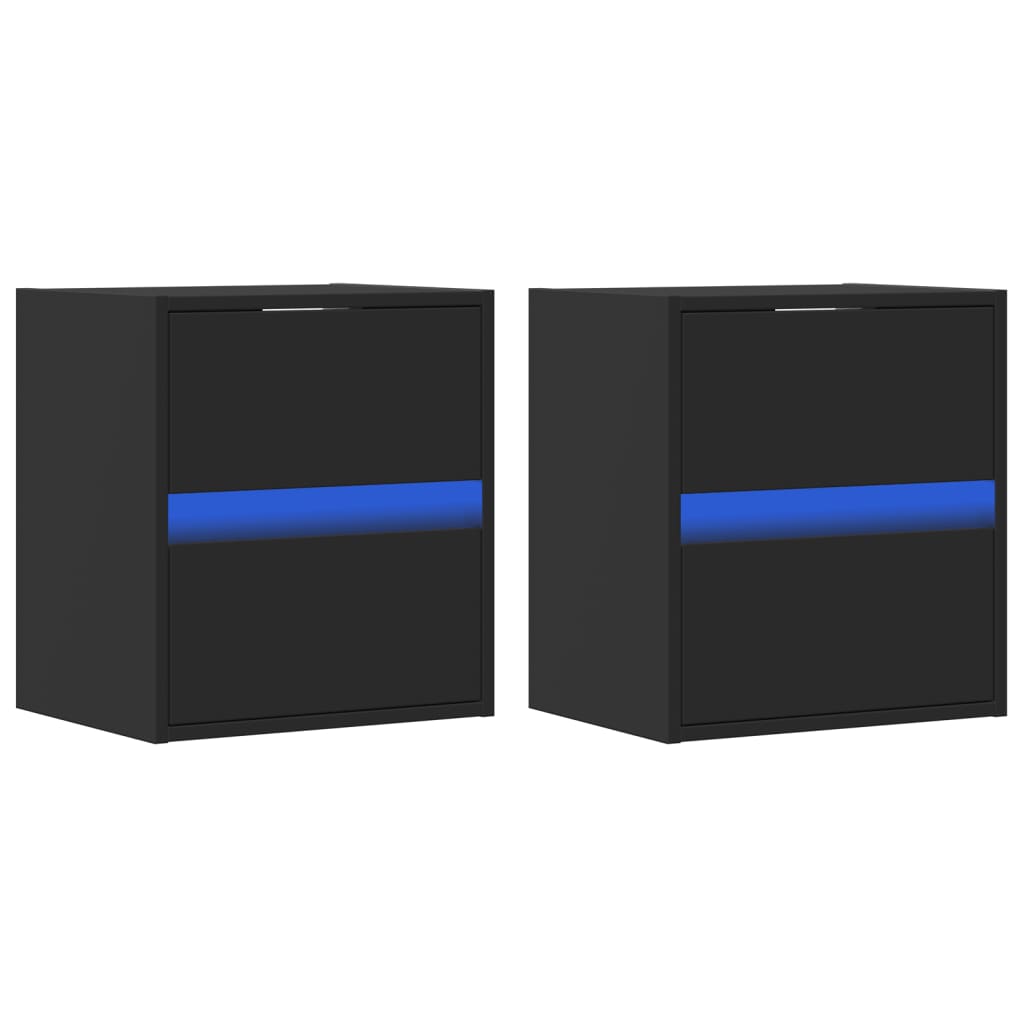 Nástěnné Tv Skříňky S Led Osvětlením 2 Ks Černé 41 X 31 X 45 Cm