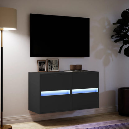 Nástěnné Tv Skříňky S Led Osvětlením 2 Ks Černé 41 X 31 X 45 Cm