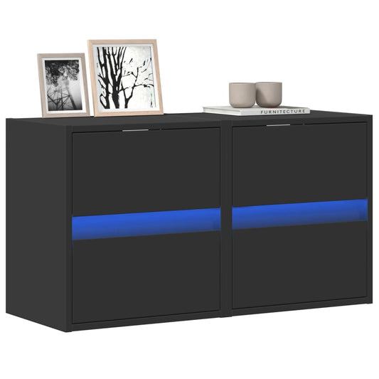 Nástěnné Tv Skříňky S Led Osvětlením 2 Ks Černé 41 X 31 X 45 Cm