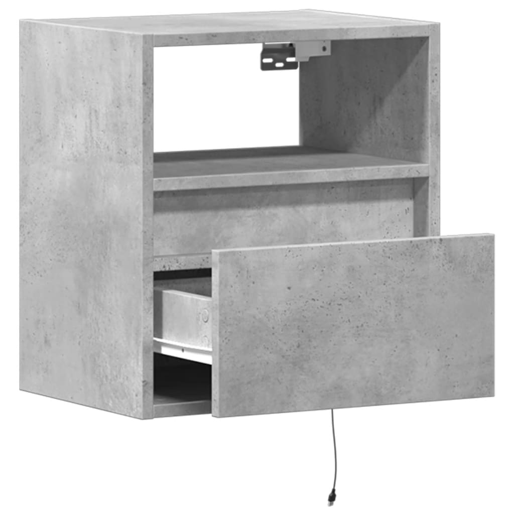 Nástěnná Tv Skříňka S Led Osvětlením Betonově Šedá 41X31X45 Cm
