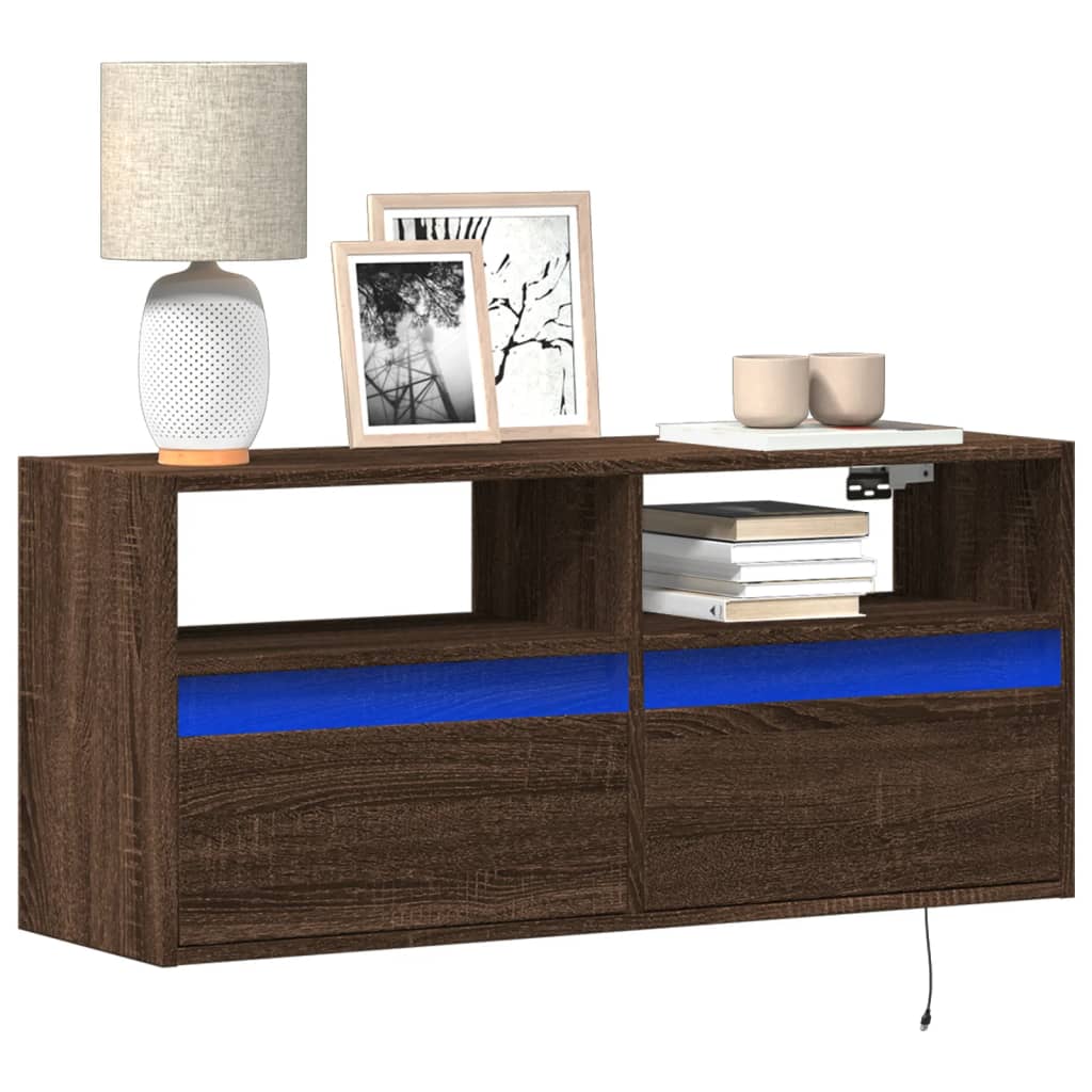 Nástěnná Tv Skříňka S Led Osvětlením 41 X 31 X 45 Cm