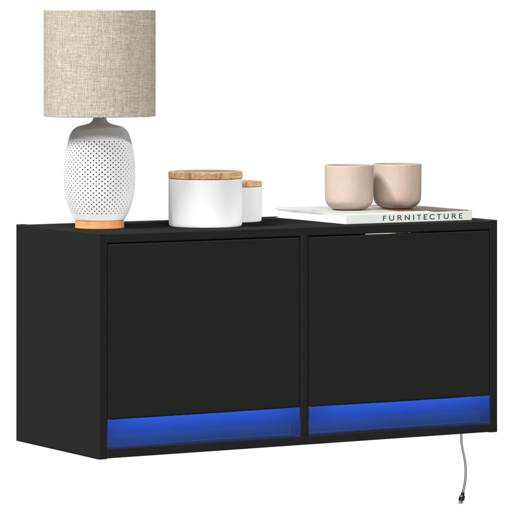 Nástěnná Tv Skříňka S Led Osvětlením 80 X 31 X 35 Cm