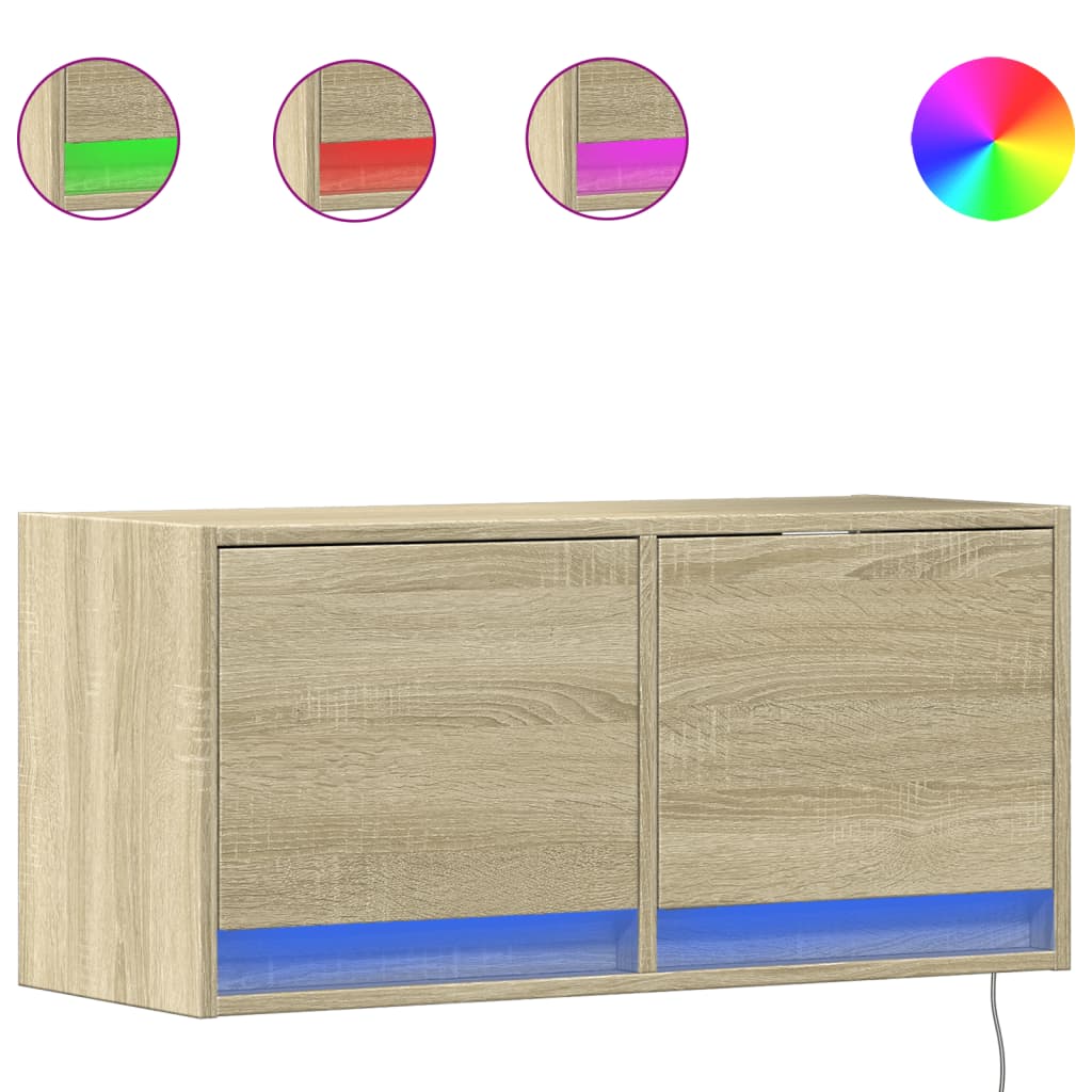 Nástěnná Tv Skříňka S Led Osvětlením 80 X 31 X 35 Cm