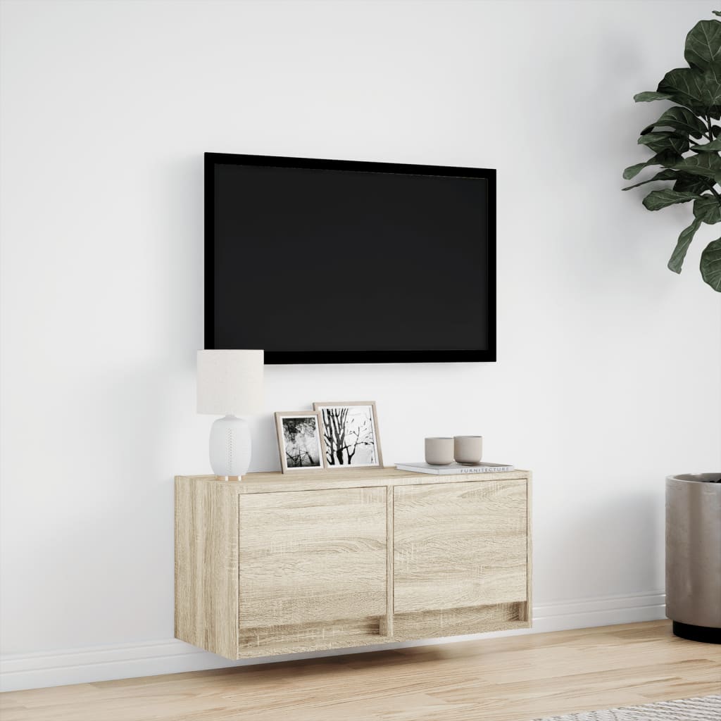 Nástěnná Tv Skříňka S Led Osvětlením 80 X 31 X 35 Cm
