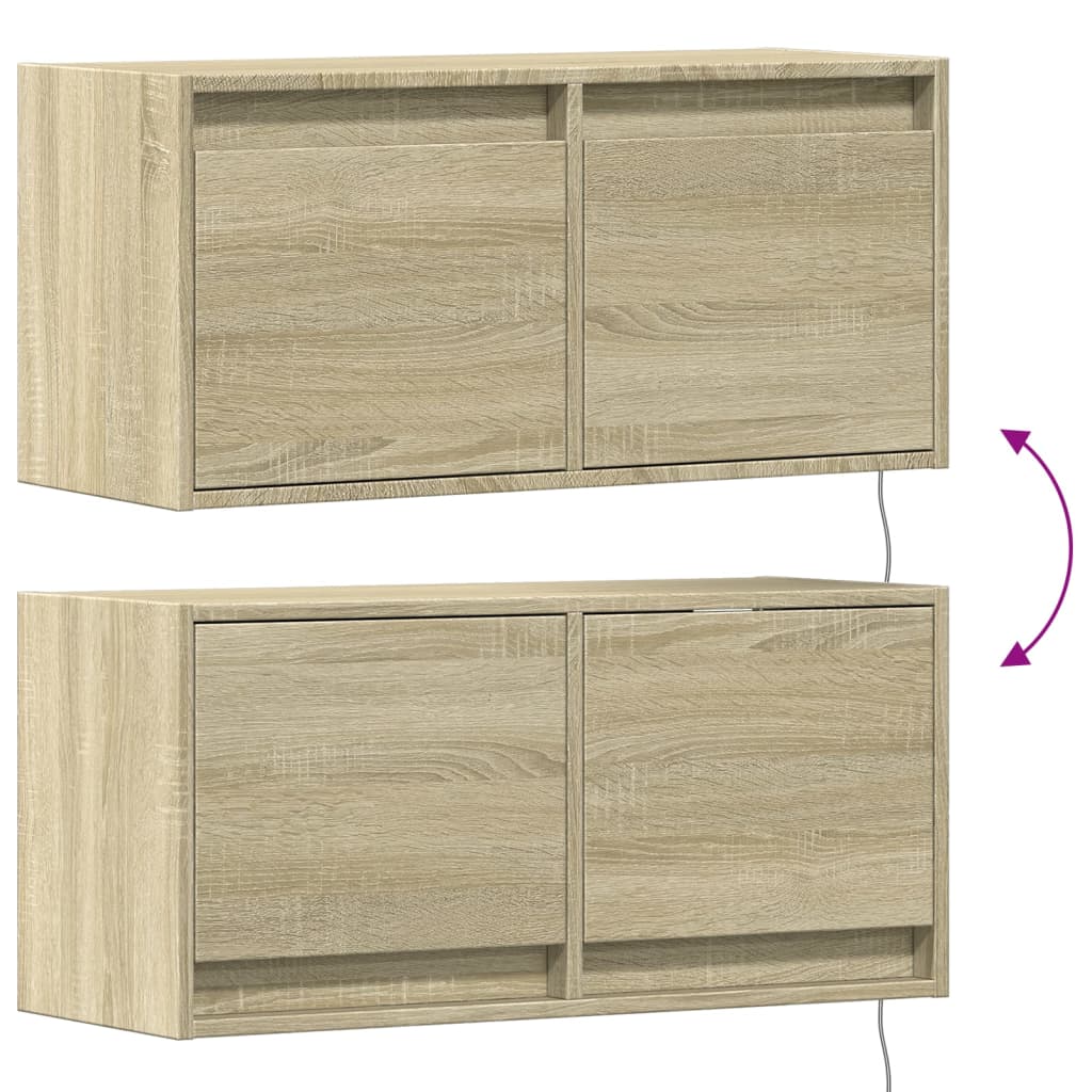 Nástěnná Tv Skříňka S Led Osvětlením 80 X 31 X 35 Cm