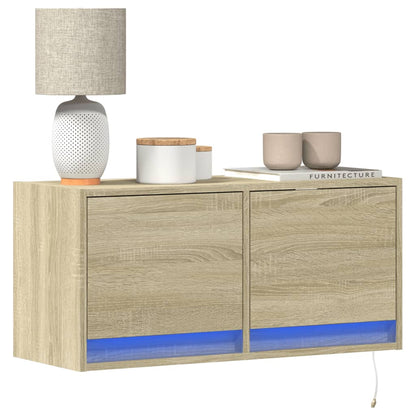 Nástěnná Tv Skříňka S Led Osvětlením 80 X 31 X 35 Cm