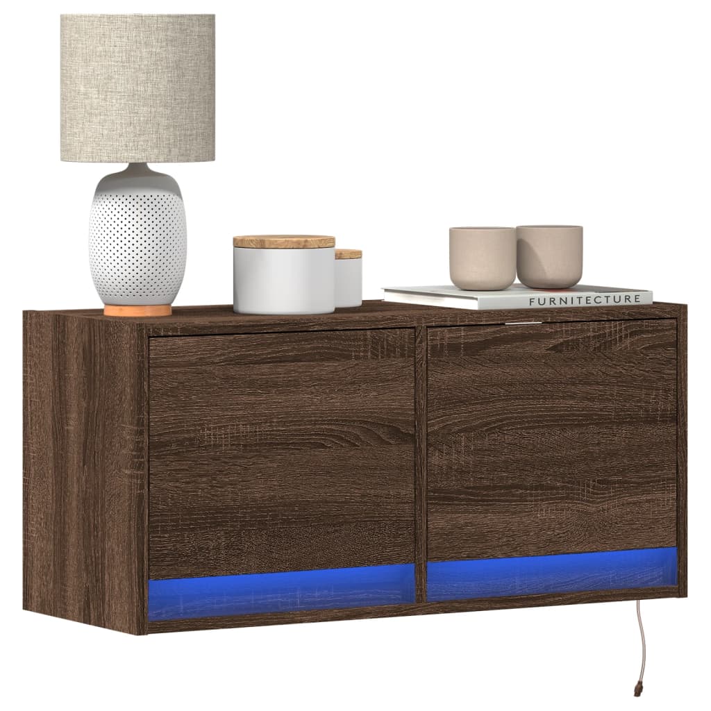 Nástěnná Tv Skříňka S Led Osvětlením 80 X 31 X 35 Cm