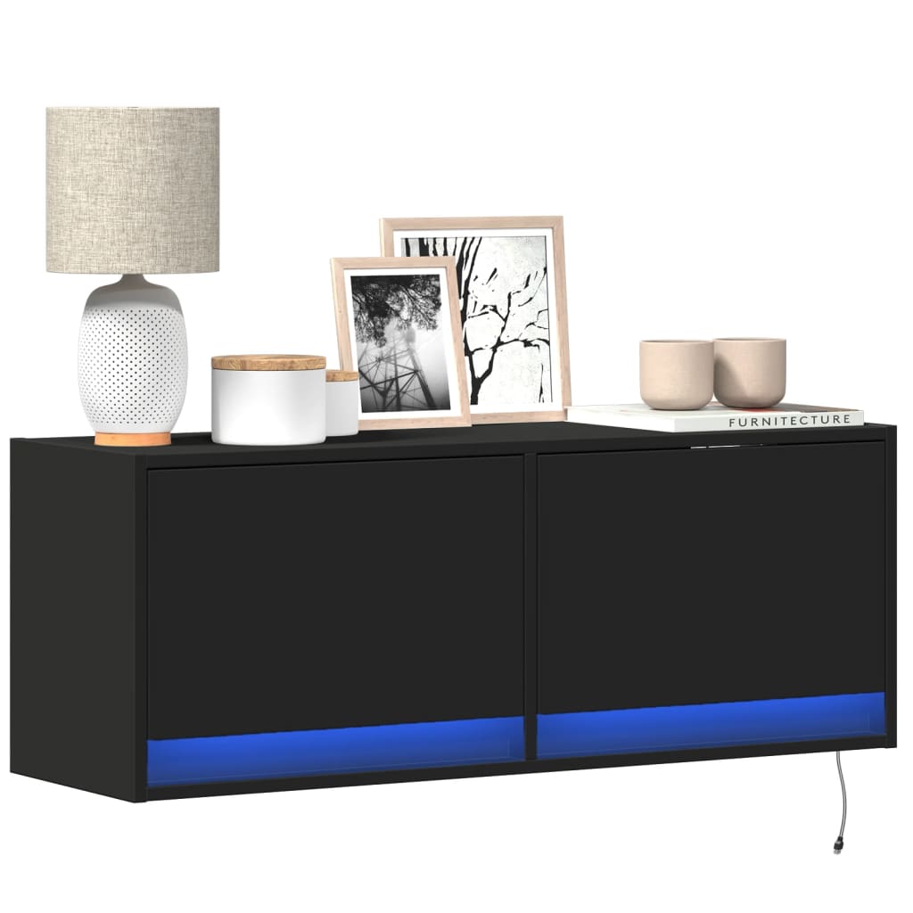 Nástěnná Tv Skříňka S Led Osvětlením 80 X 31 X 35 Cm