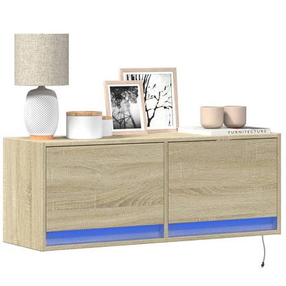 Nástěnná Tv Skříňka S Led Osvětlením 80 X 31 X 35 Cm