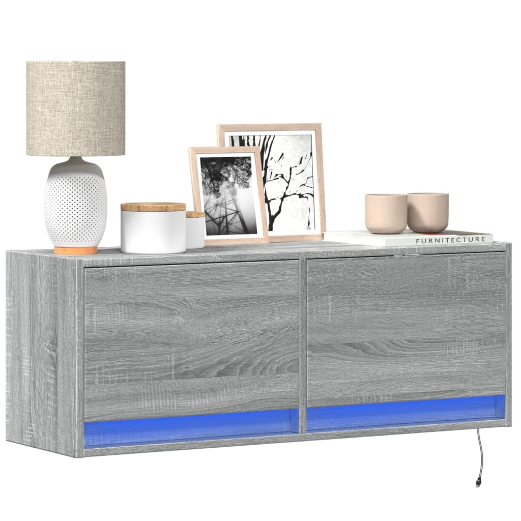 Nástěnná Tv Skříňka S Led Osvětlením 80 X 31 X 35 Cm