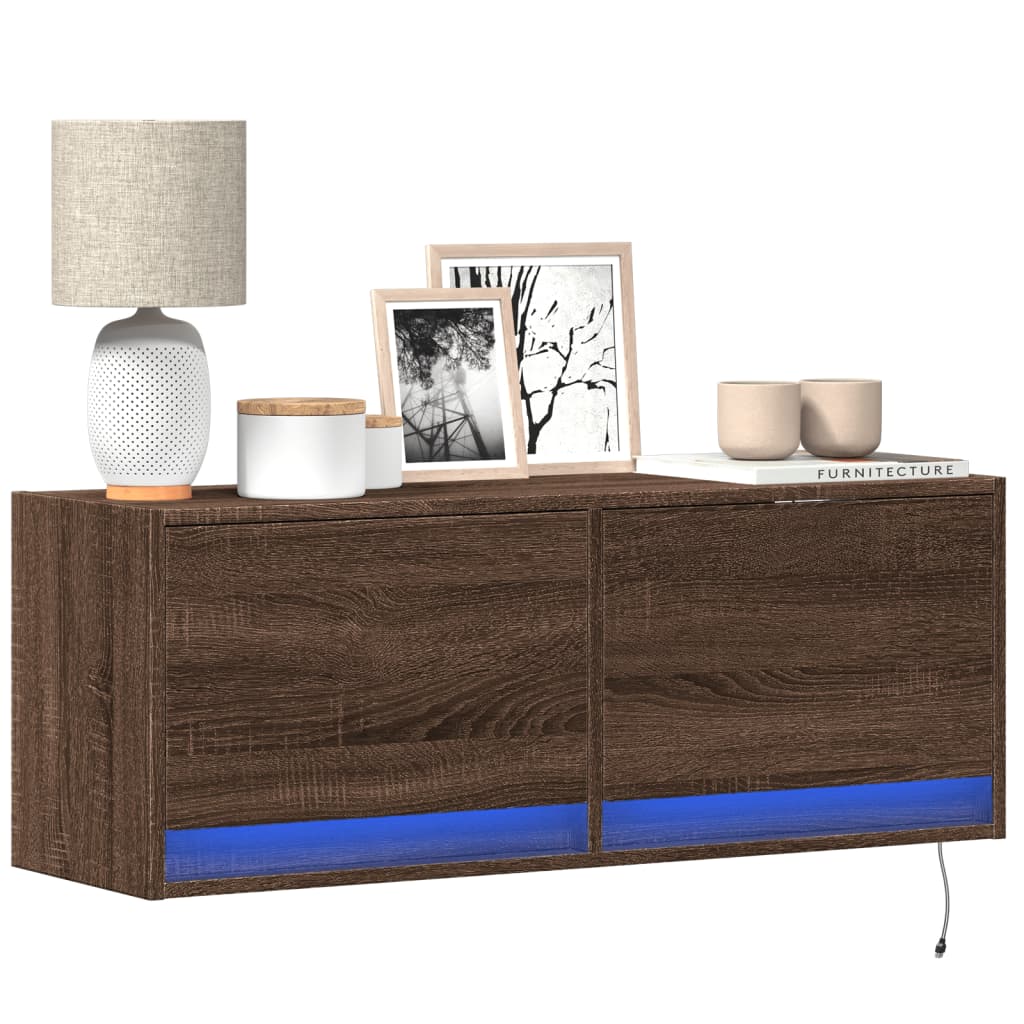 Nástěnná Tv Skříňka S Led Osvětlením 80 X 31 X 35 Cm