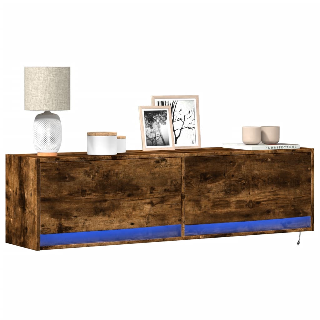 Nástěnná Tv Skříňka S Led Osvětlením 80 X 31 X 35 Cm