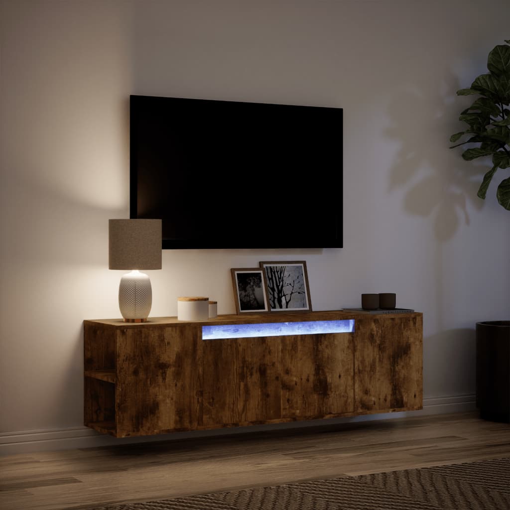 Nástěnná Tv Skříňka S Led Osvětlením 135X31X39,5 Cm