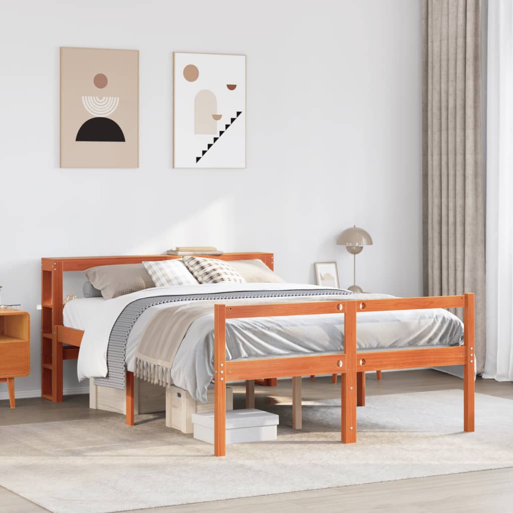 Rám Postele S Čelem Voskově Hnědý Masivní Borovice