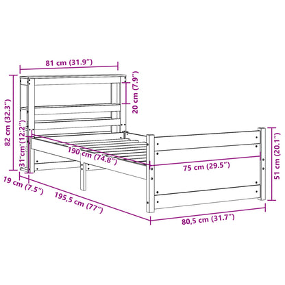 Rám Postele S Čelem 75 X 190 Cm Masivní Borovice