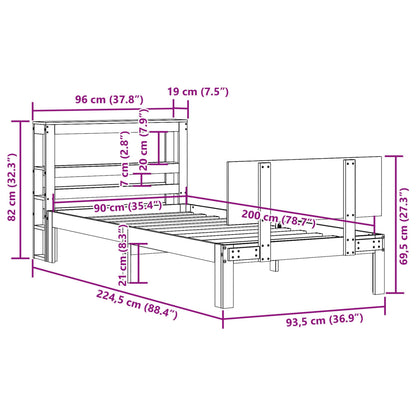 Rám Postele S Čelem Bez Matrace Bílý 90X200 Cm
