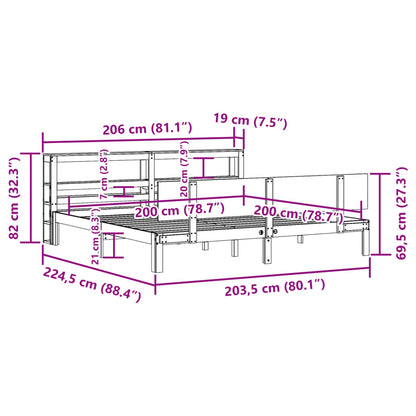 Rám Postele S Čelem 200 X 200 Cm Masivní Borové Dřevo