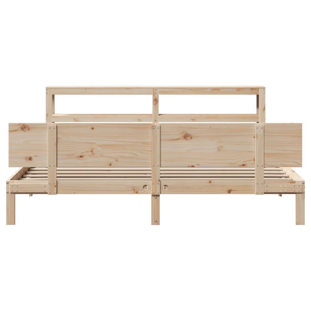 Rám Postele S Čelem 200 X 200 Cm Masivní Borové Dřevo