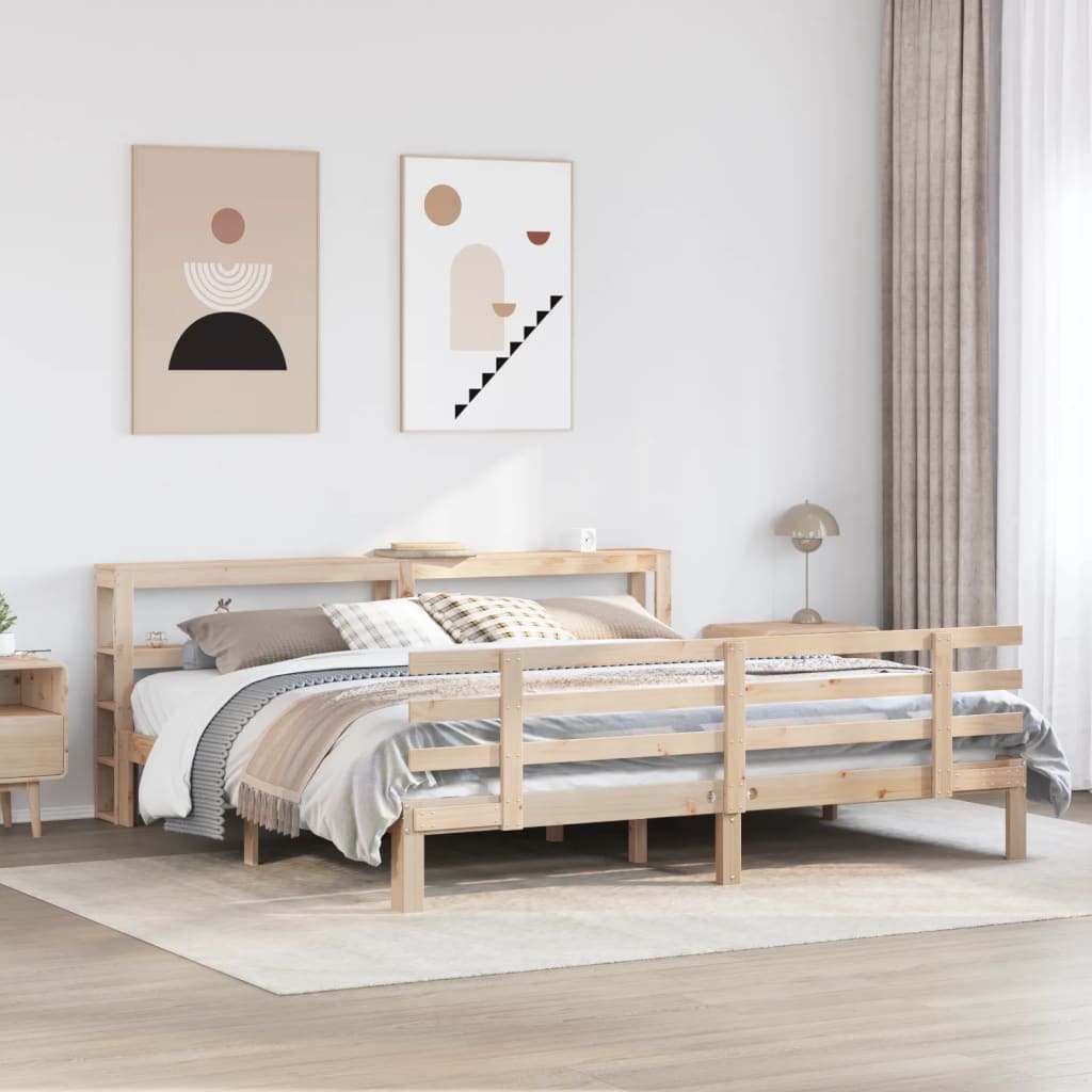 Rám Postele S Čelem 200 X 200 Cm Masivní Borové Dřevo