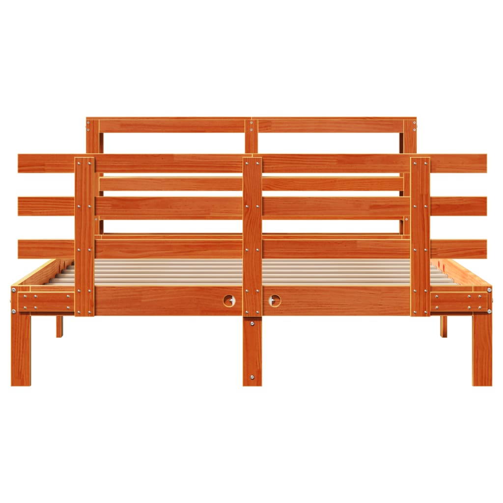 Rám Postele S Čelem Voskově Hnědý 140 X 190 Cm Masivní Borovice