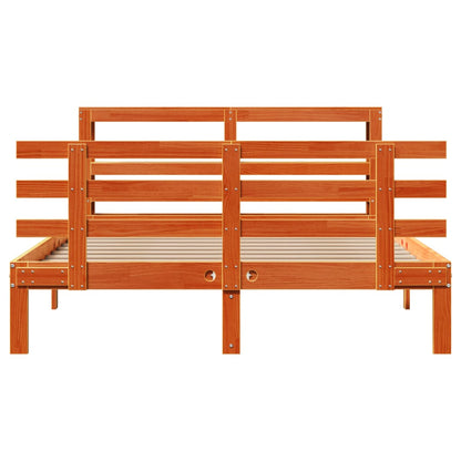 Rám Postele S Čelem Voskově Hnědý 140 X 190 Cm Masivní Borovice