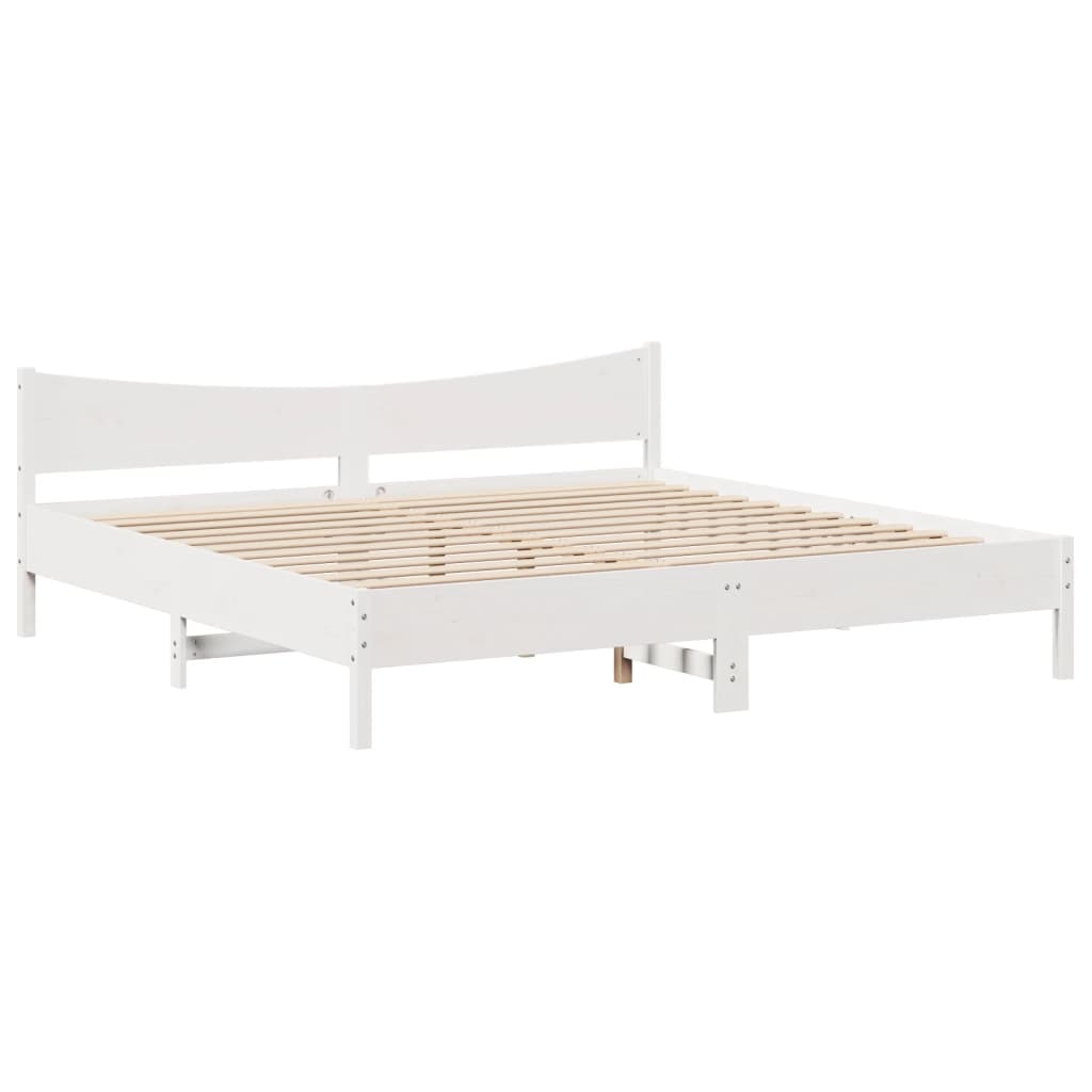 Rám Postele S Čelem Bílý 200 X 200 Cm Masivní Borové Dřevo