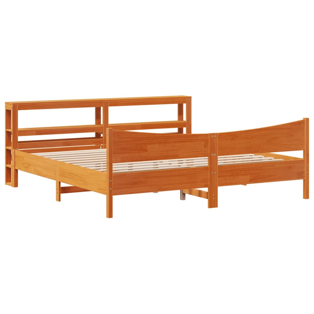 Rám Postele S Čelem Voskově Hnědý 200X200 Cm Masivní Borovice