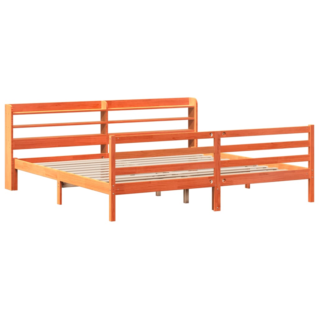 Postel Bez Matrace Voskově Hnědá 200 X 200 Cm Masivní Borovice