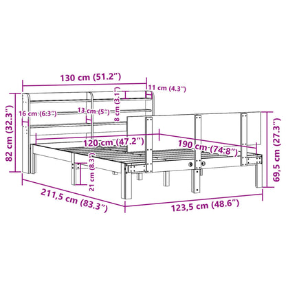Rám Postele S Čelem Bílý 120 X 190 Cm Masivní Borovice
