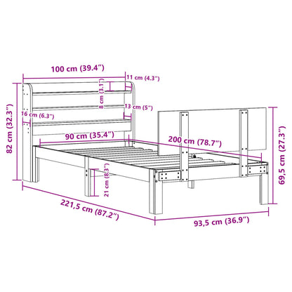 Rám Postele S Čelem Bez Matrace Bílý 90X200 Cm