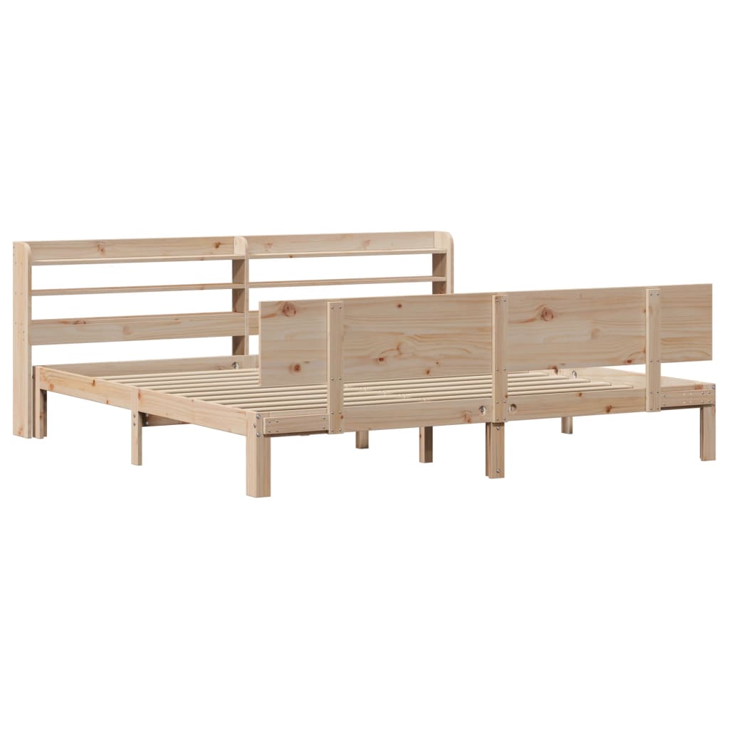Rám Postele S Čelem 200 X 200 Cm Masivní Borové Dřevo