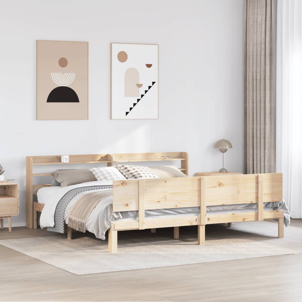 Rám Postele S Čelem 200 X 200 Cm Masivní Borové Dřevo