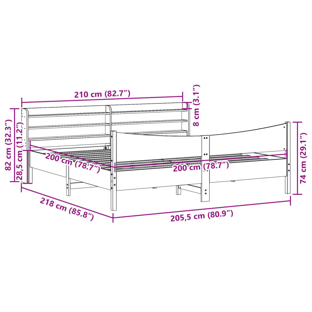 Rám Postele S Čelem Voskově Hnědý 200X200 Cm Masivní Borovice